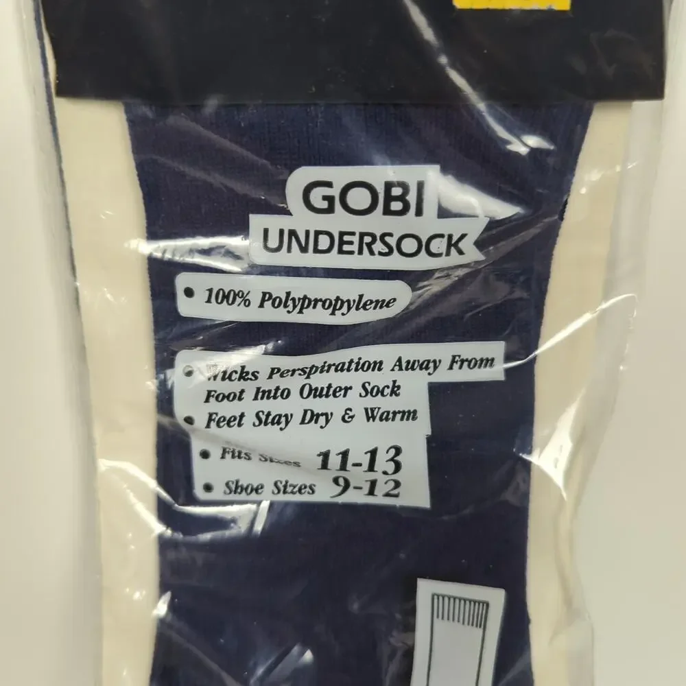 New Vintage Wigwam Gobi Undersock Liner Wick Blue Socks Size 11-13 Shoe Sz 9-12